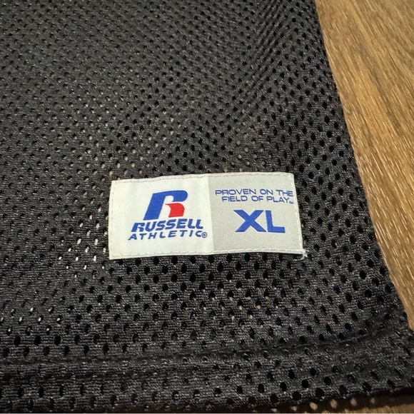 Russell Athletic Football Jersey V Neck Mesh Short Sleeve Top Youth XL Black - Picture 3 of 7